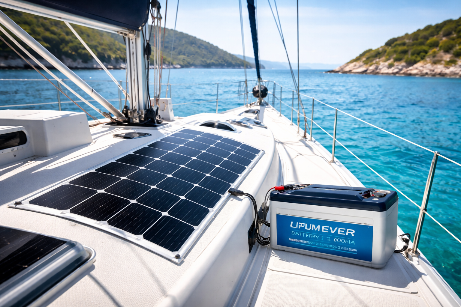 Panneau solaire flexible avec batterie bateau
